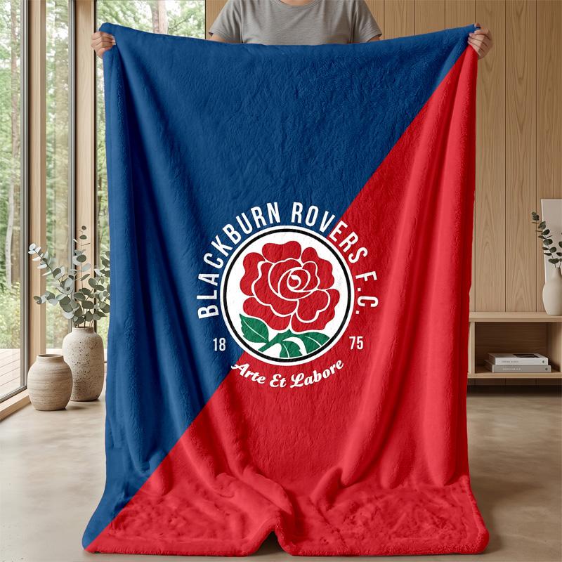 Blackburn Rovers Football Print Flannel Blanket, Soft Warm Lightweight Throw Blanket for Sofa Bed Camping
