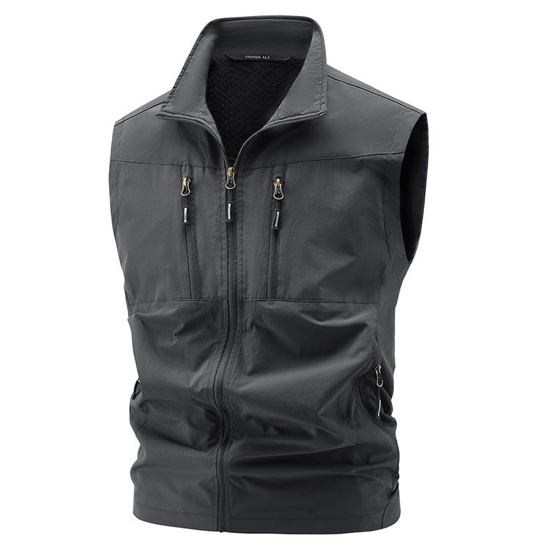 

Мужской жилет без рукавов на четыре сезона, для среднего возраста, для активного отдыха, свободного кроя, большого размера M серый