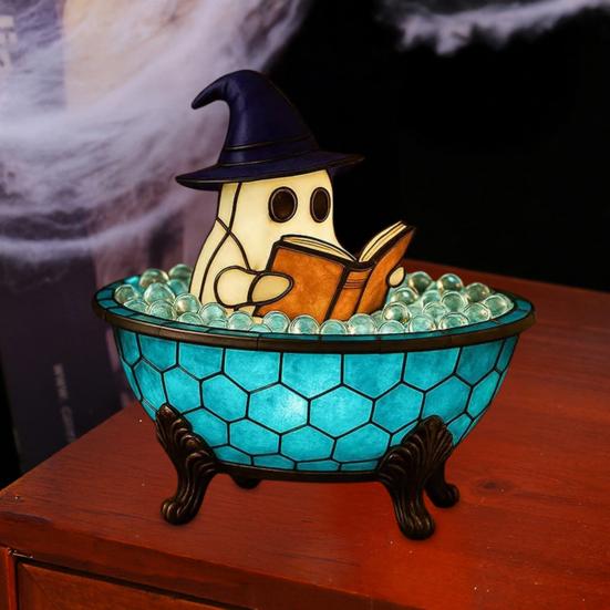 Ghost Bubble Bath Lamp Cute Ghost-Themed Night Light Color-Changing LED Mood Light for Bedside Bathroom Decor