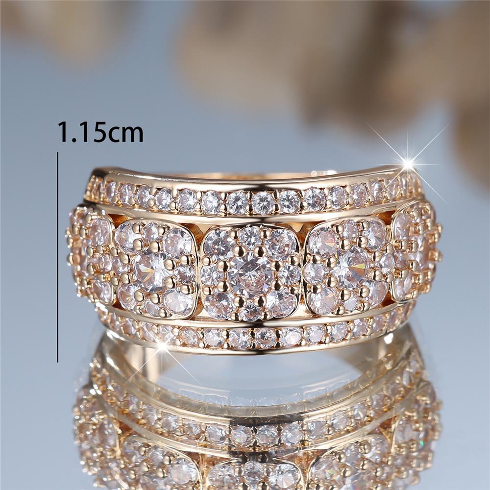 Luxury Female Small White Round Zircon Stone Ring Yellow Gold Color Elegant Gift Wedding Jewelry For Women
