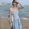 Pastoral Style Pink Long Dress for Women 2025 Summer Beach Spaghetti Strap Dresses Woman Vacation Sleeveless A Line Sundress