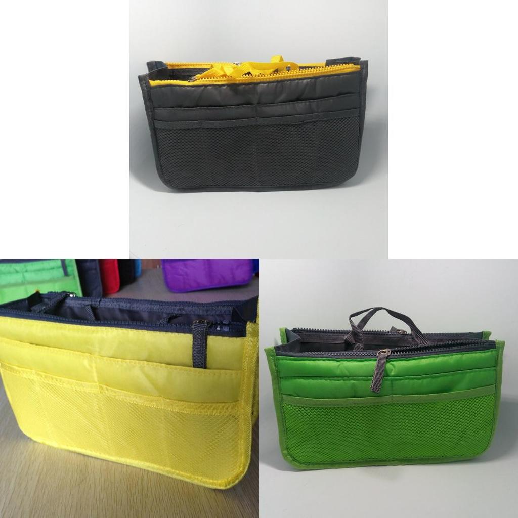 Multicolor Polyester Travel Makeup Bag With Double Zippers For Organizing Cosmetics And Toiletries