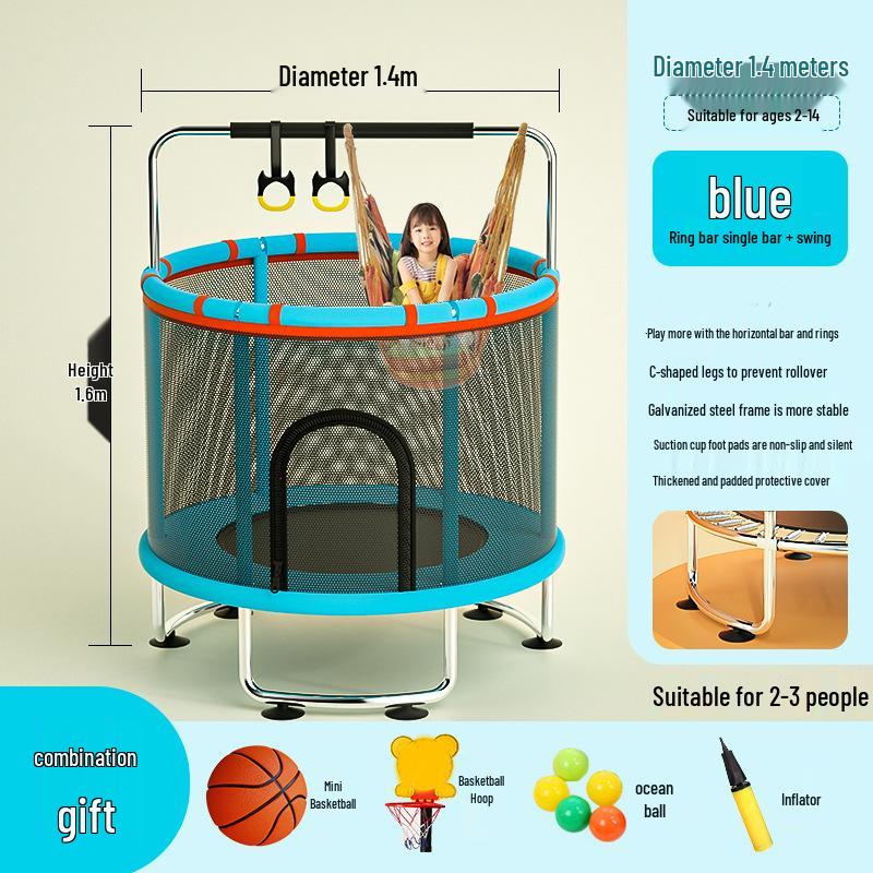Indoor Family Trampoline with Safety Net for Kids and Adults