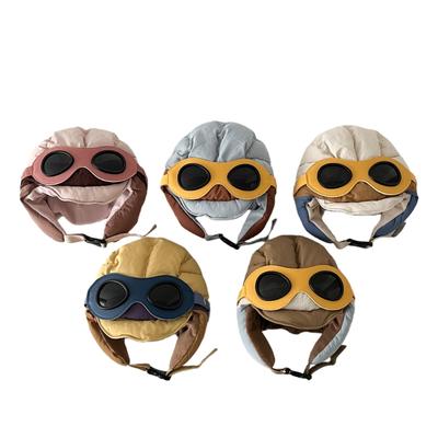 Adjustable Winter Pilot Cap With Goggles Ear Protections For Infants Soft Nylon Flight Hat For Role Play Costumes