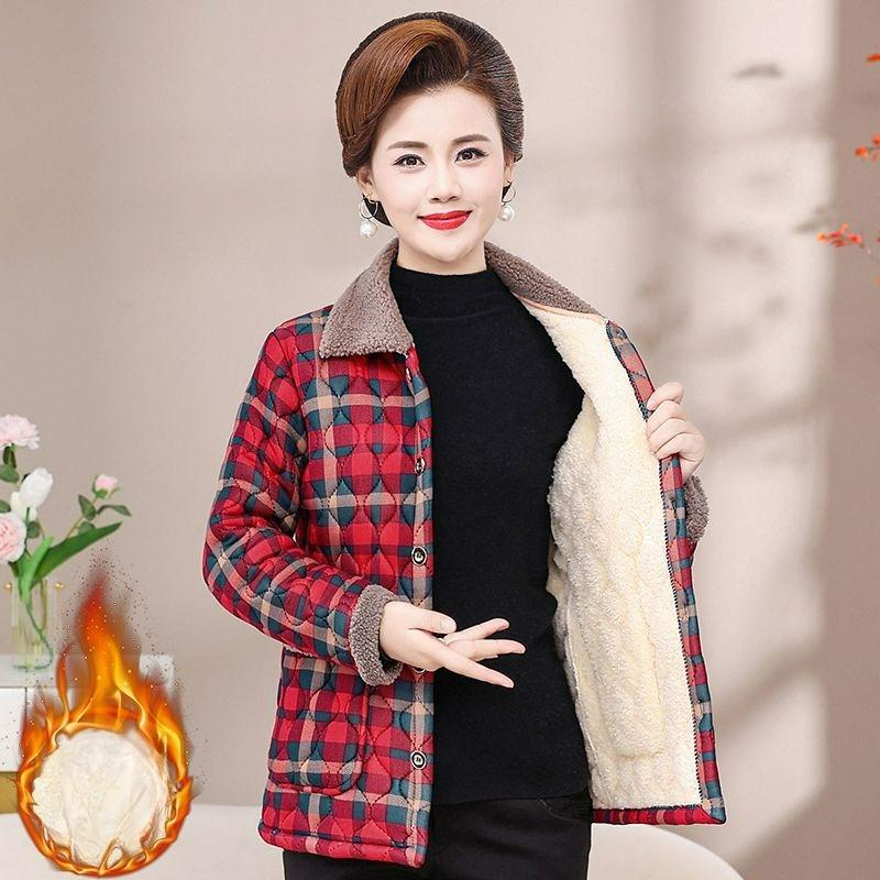 Damen Winterkleidung Plus Samt Dicke Reversjacke Herbst und Winter Westernstil Wattierte Jacke Kurz Floral Wattierte Jacke