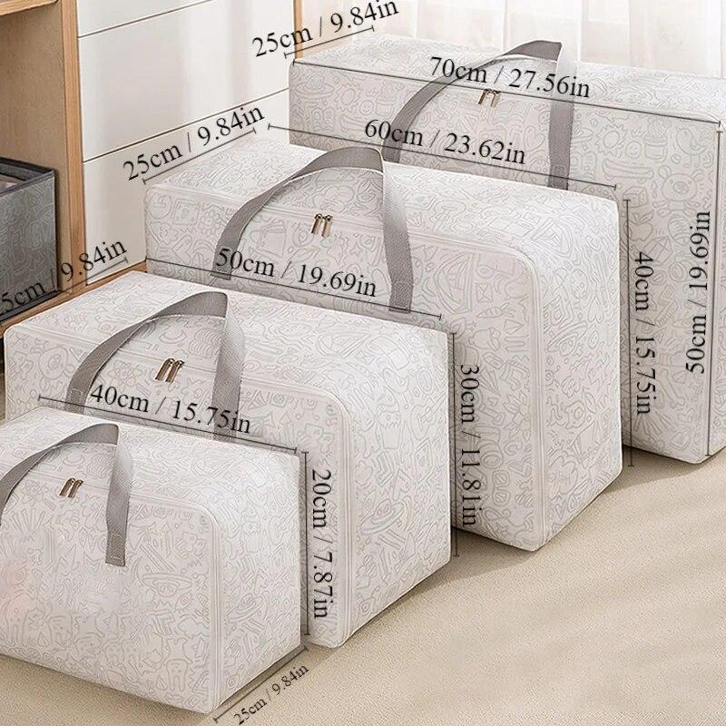 1pc Bear Pattern Clothing and Quilt Storage Bag Non-woven Fabric Thickened Bedroom Storage Travel Moving Bag