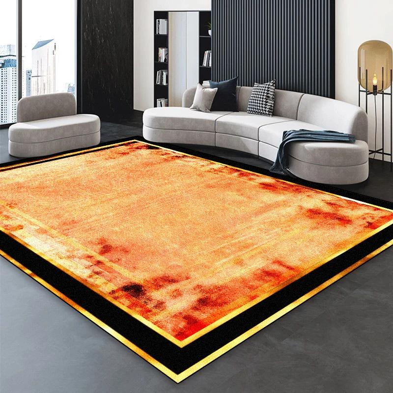 Luxury Black Golden Carpet for Living Room European Home Decoration Easy Clean Large Rugs Bedroom Cloakroom Non-slip Floor Mats