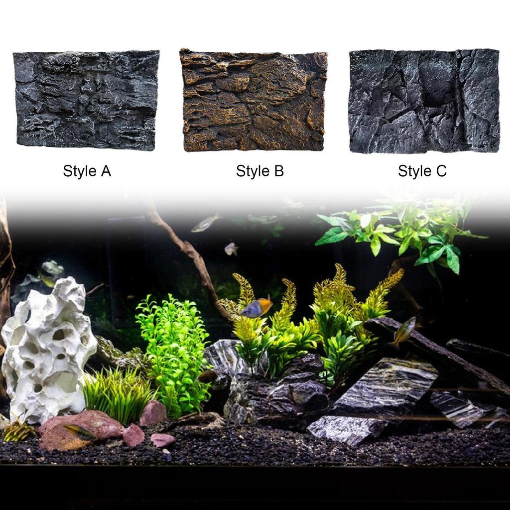 Aquarium Background Rocky Terrarium Decor Polyurethane Fish Tank Backdrop Lifelike Stone Panel for Turtle Reptile