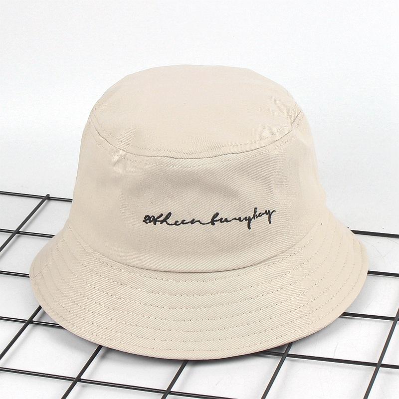 Simple Bucket Hats Letter Embroidery Unisex Adult Sun Hat Outdoor Street Couple Fisherman Hat
