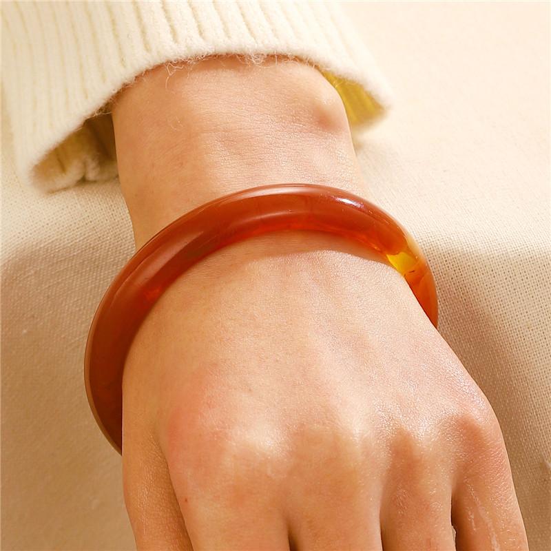 Marmor Mehrfarbiges Armband Damen Retro Rund Halbtransparent Acryl Persönlichkeit Boudoir Imitation Jade Armreif Mode Schmuck