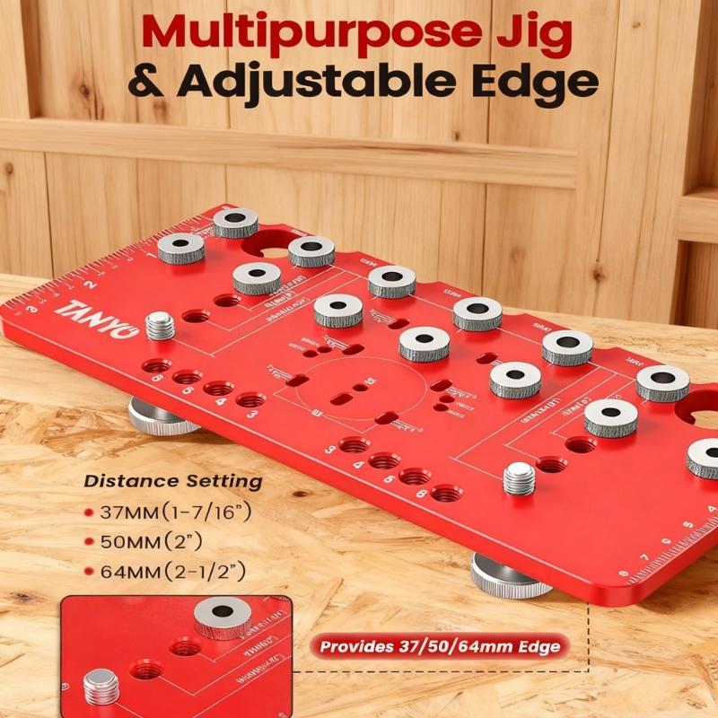 Aluminum 2 In 1 Hinge And Shelf Pin Drilling Jig For 5mm Straight Holes Precise Cabinet Door Installation Woodworking Tool