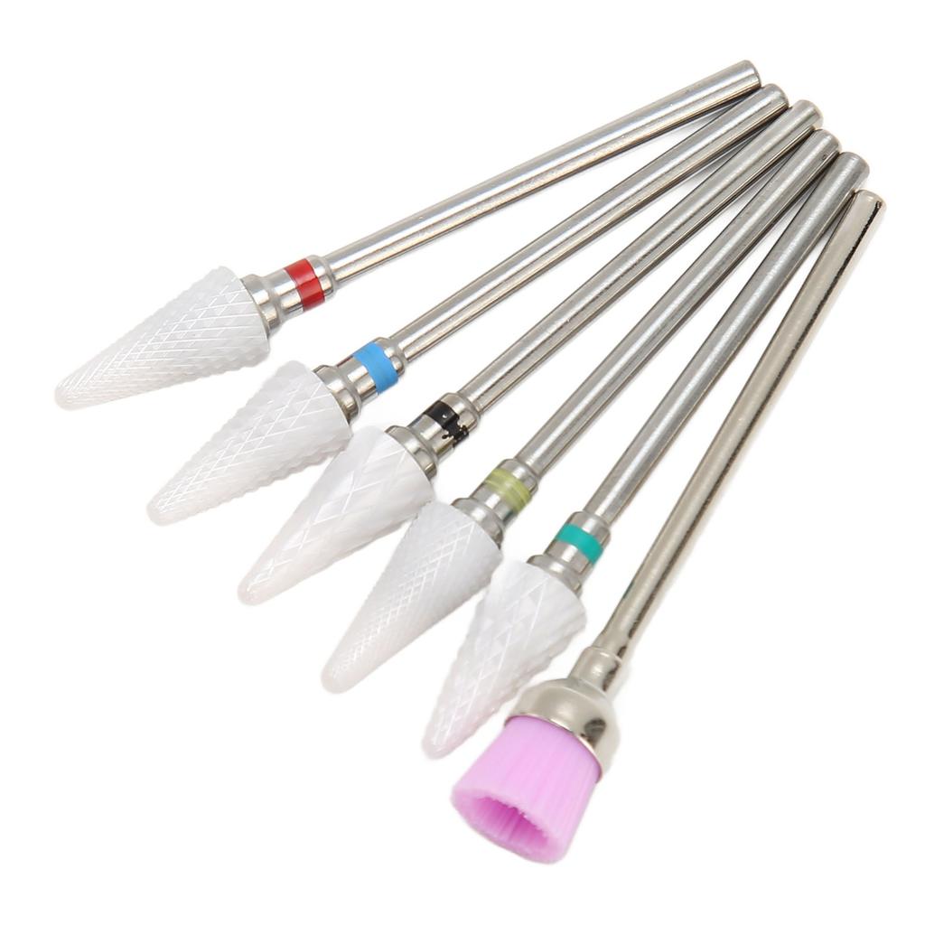 6pcs Nail Drill Bits Set Professional Salon Novice Ceramic Rhinestone Gel Polish Cuticle Remover Bits