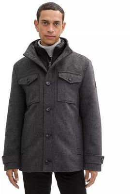 Mantel Tom Tailor 2-in-1 Jacke mit Wolle (1042209) dunkelgrau mit schwarzem Fischgrätmuster