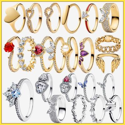 Anelli Tiarina Cuore Farfalla Scintillante in Argento Sterling 925 di Natale per Donne Gioielli Fai da Te, Matrimonio, Regalo, Originale