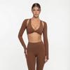 JYL Slim Padded Fake Two Piece Top Naked Running Yoga Set