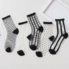 5 Pairs Women Ladies Socks Fashion Sheer Mesh Glass Silk Socks Ultrathin Transparent Crystal Lace Fabulous Elastic Summer Ankle