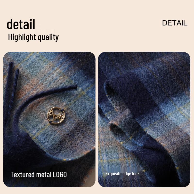 Mao Ren Men's 100% Cashmere Plaid Scarf