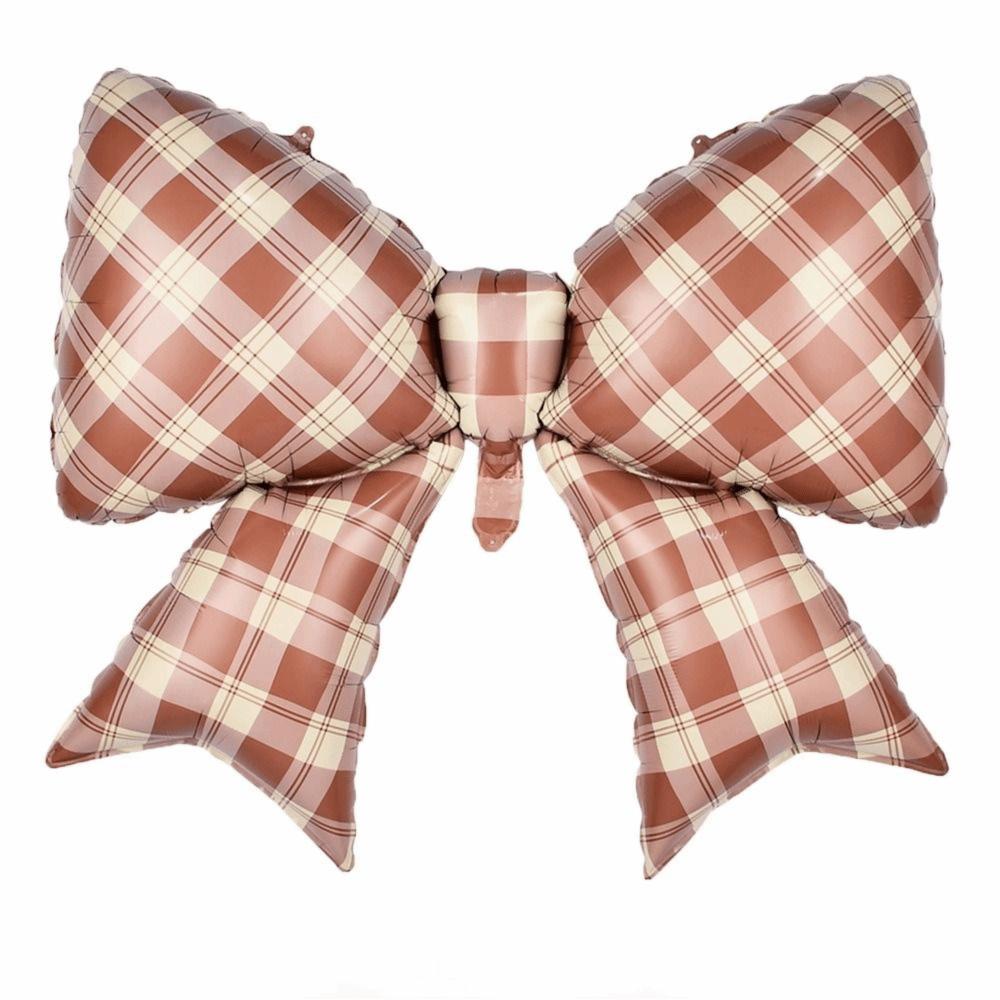2Pcs /12Pcs New 18inch Bow Foil Balloon 38inch Cream Bow Aluminum Foil Balloons Brown Plaid Balloon Decoration Baby Shower