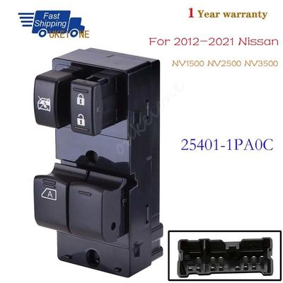 25401-1PA0C Für 2012- Nissan NV1500 NV2500 NV3500 Elektrischer Hauptfensterheberschalter Knopf zur Steuerung des Fensterhebers Autozubehör