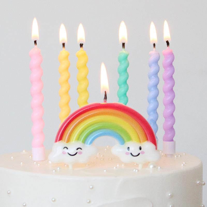 Romantic Rainbow Spiral Candle Set for Creative Parties