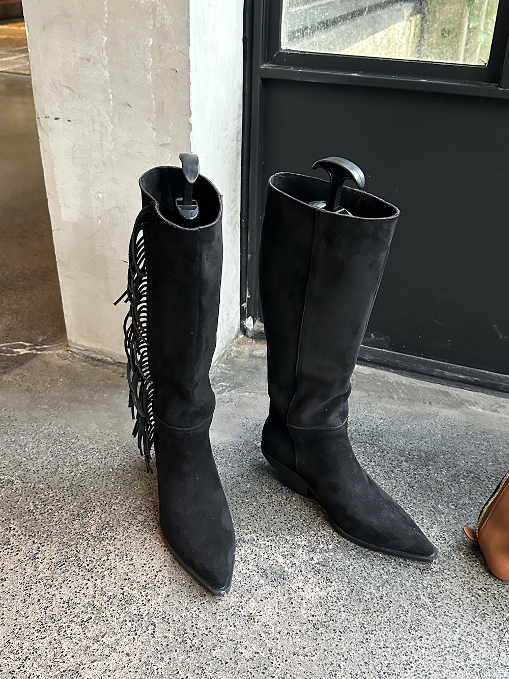 

fashion Pointed Toe Women Knee High Boots Wedge High Heels Black Brown Beige Side Zipper Fashion Winter Western Botas Size 35-39 Fashion 245 чорний