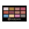 Палитра теней для век Colors Queen 12 Multicolor с аппликатором-кистью и мерцающим финишем, Стойкая, Легко растушевывается, 18 г (Глэм)