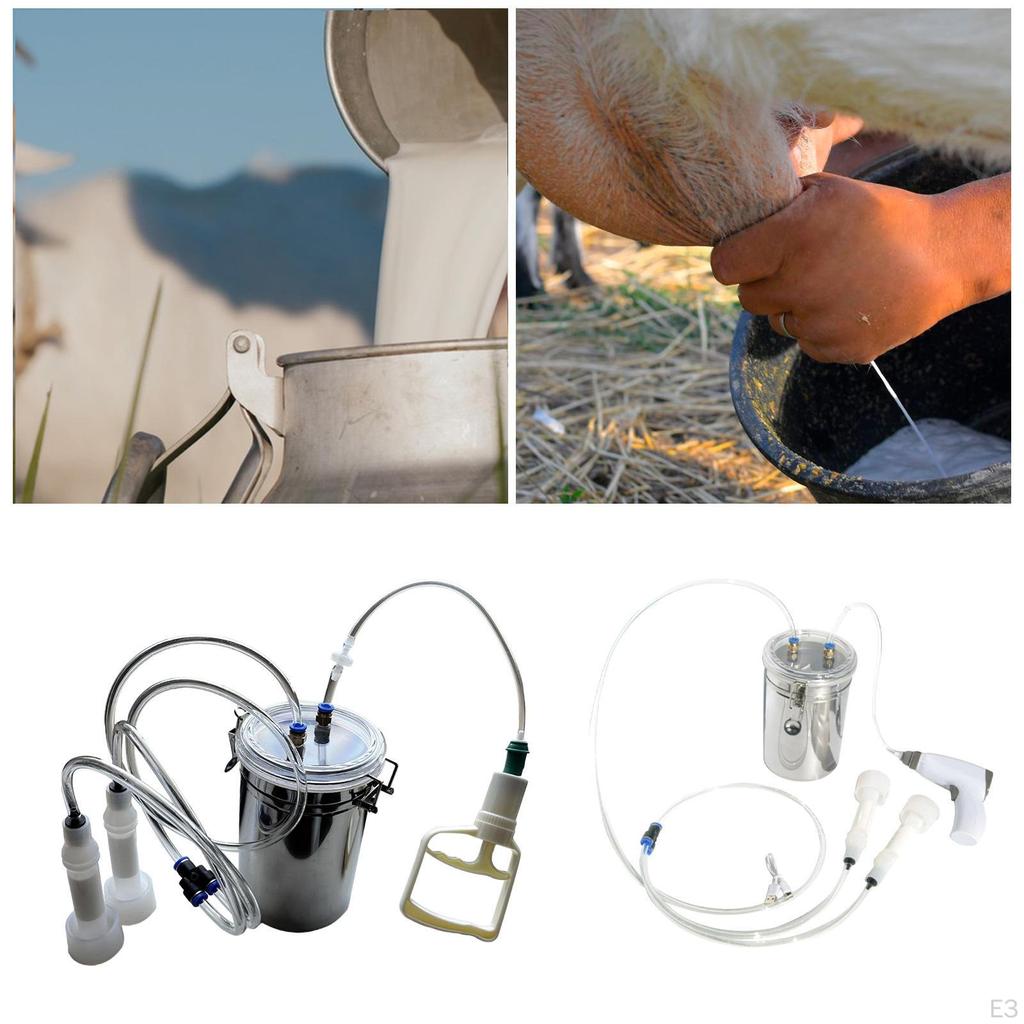 Kit de ordeñadora manual de vacas de 2 litros, ordeñadora de mano para granjas domésticas, ligera y portátil