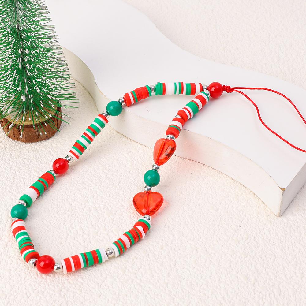 Ingenious Christmas Phone Wrist Strap Mobile Phone Chain Beaded Keychain Wristlet Lanyard Anti-lost for IPhone AirPods Samsung