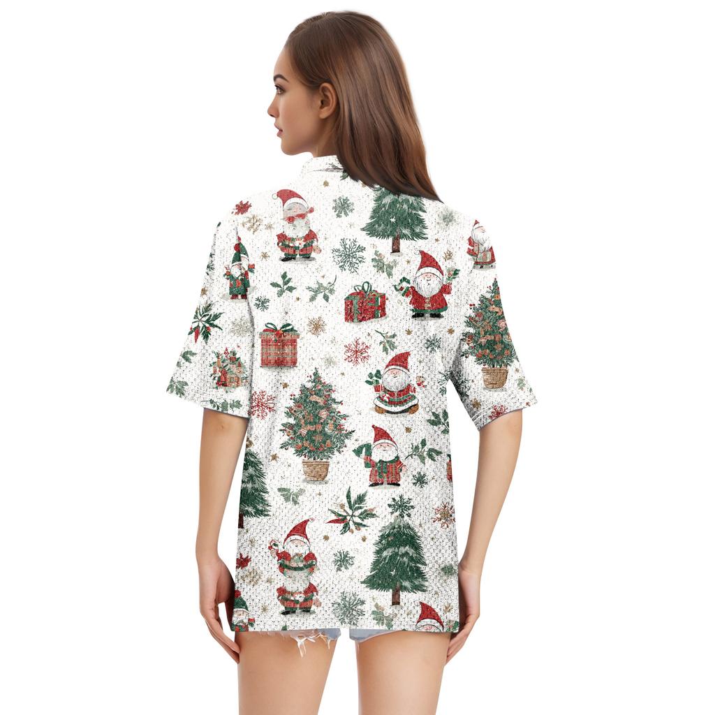 Women's Fashion Casual Lapel Short Sleeve Print Shirt Women's Button Up Tops