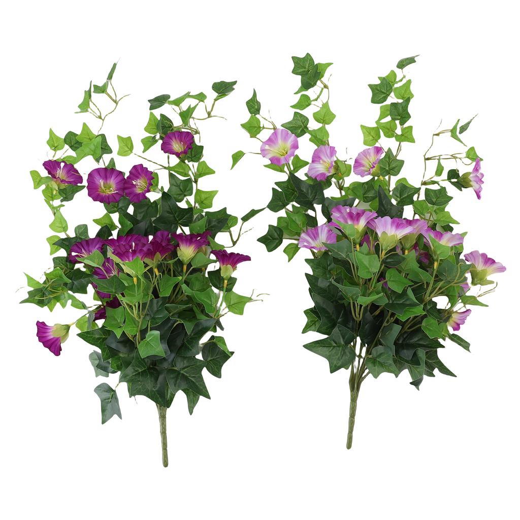 Artificial Morning Glory Flower Garland Lifelike Reusable Faux Hanging Vines Plant for Wedding Party Patio Balcony Wall