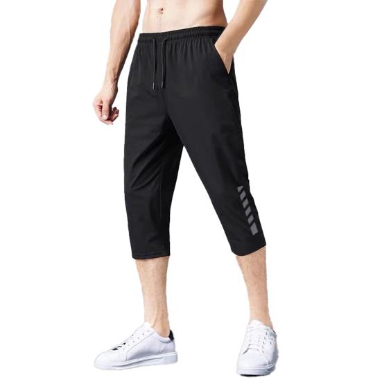 

Мужские брюки, модные брюки с эластичной резинкой на талии, мужские летние брюки для бега, мужские спортивные укороченные брюки, мужская одежда 3XL