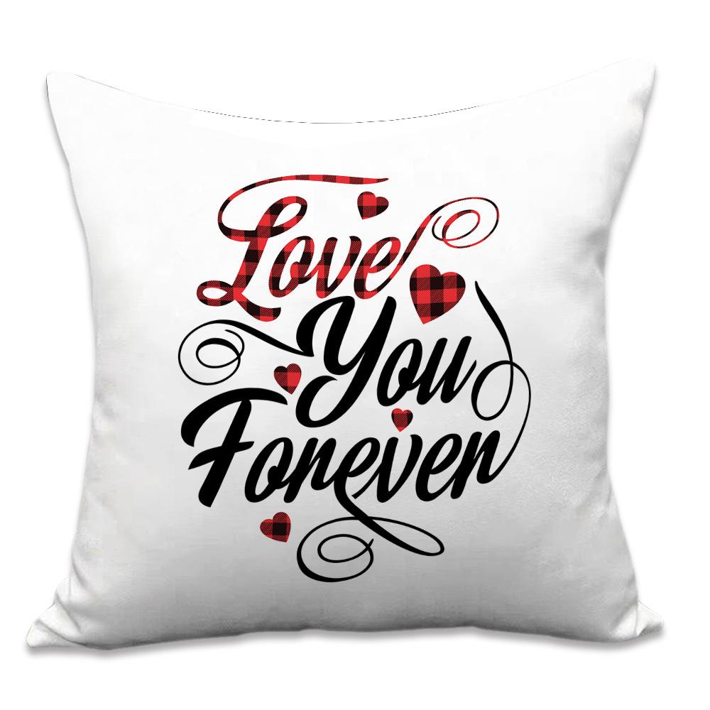 Valentine's Day Letters Black and White Cotton Linen Super Soft Peach Leather Velvet Pillowcase Sofa Home Cushion Cover