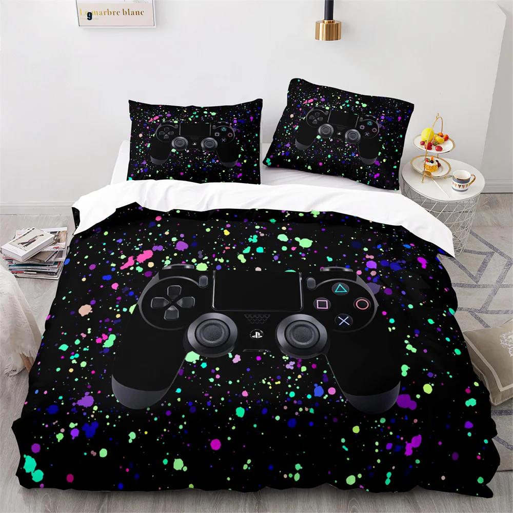 Comforter Colourful Gamepad Single Double Size Video Gamepad Pattern Boy For Bedroom Decor Polyester Comforter