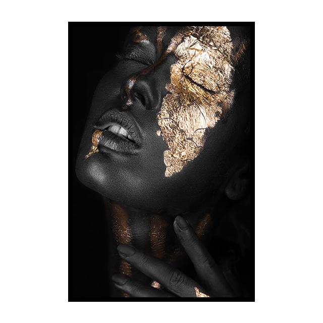 African Woman Canvas Poster Gold Foil Mask Jewelry Decorative Painting Living Room Wall Painting for Modern Home Decor Painting