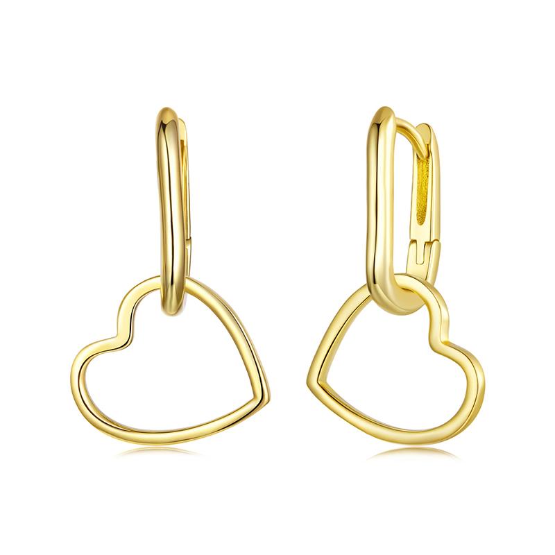 WOSTU 925 Silver INS Geometric Heart Rectangle Hoop Earrings Women Euro US Metal Style Drop U Huggies Hoops Link Drop Earring
