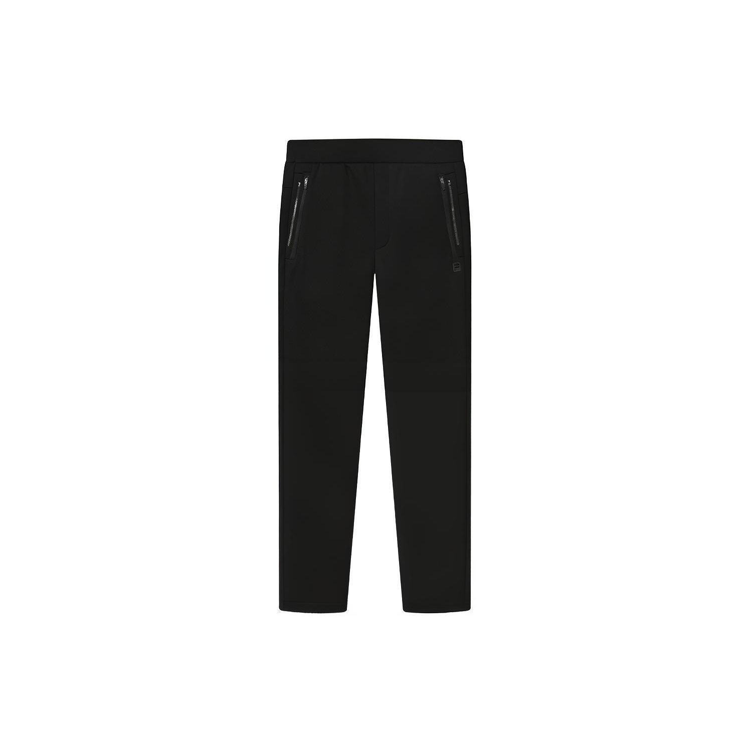 FILA WHITE Series Solid Color Basic Knit Straight Leg Casual Pants Men Jet Black F11M247606FBK XXXL