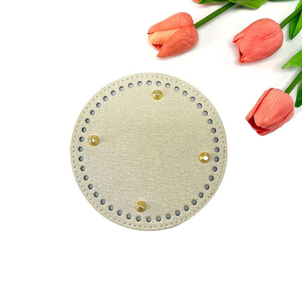 15*15cm Round Bottom For Knitted Bag PU Leather Bag Base with Holes Handmade DIY Crochet Bag Bottom Accessories