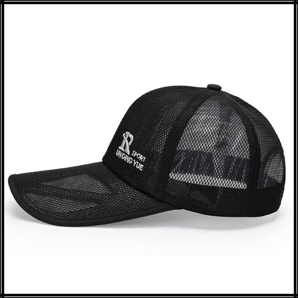 English Long CA583 [White Fang] Cap, Mesh, Letters, Brim, Hat, Sports, Outdoor, Running, Men's, Women's, (Gray)