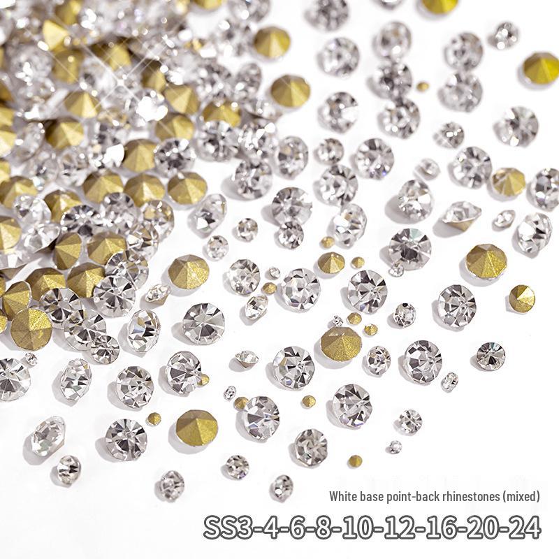Iridescent Czech Pointed Rhinestones: 3D Mini Glitter and Transparent Crystal Nail Art Decorations