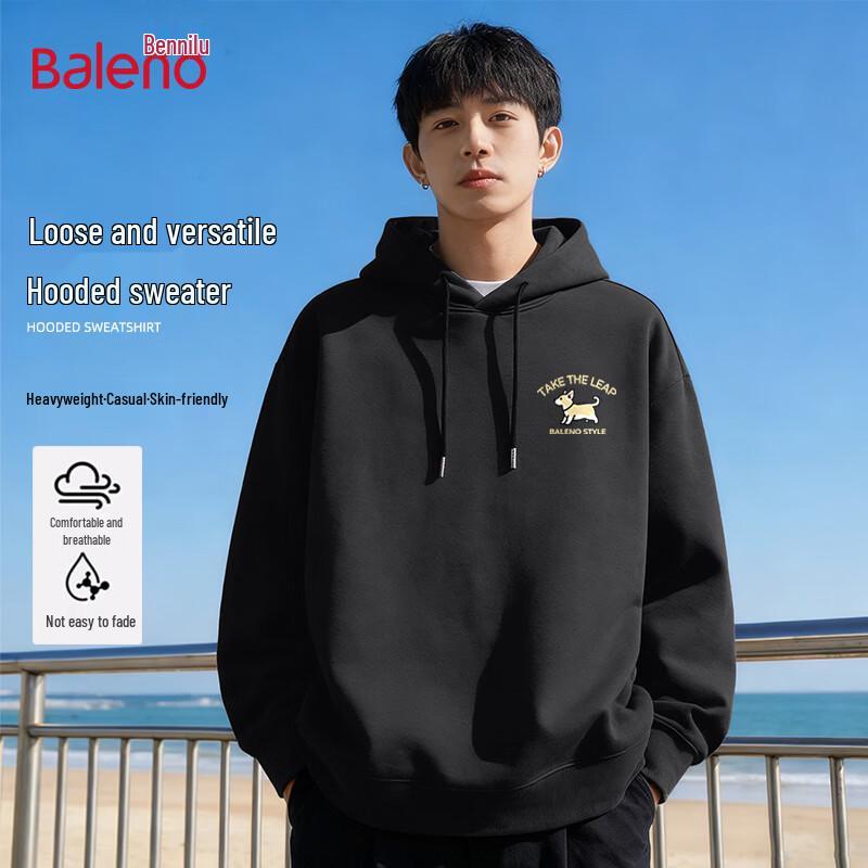 Baleno Men's Loose Fit Hooded Sweatshirt with Corgi Graphic