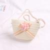 Sun Straw Hat Kids Girls Large Wide Brim Travel Beach Cap Sweet Flower Bowknot Sun for Protection Hat with Shoul