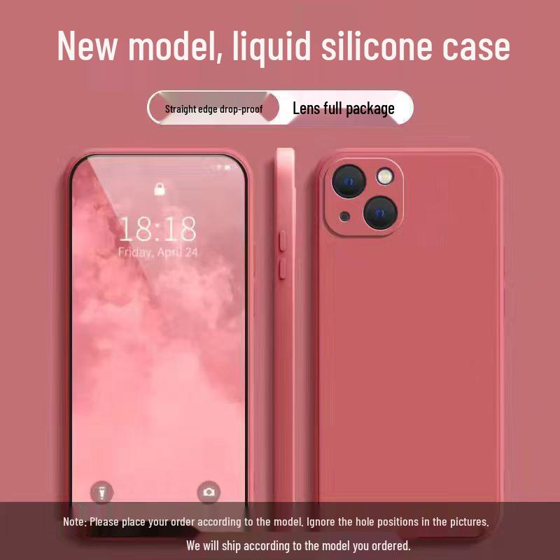 Apple iPhone 14 Liquid Silicone Case: Simple Style, Full Coverage, Drop Protection, Solid Color, Skin-Friendly Feel.