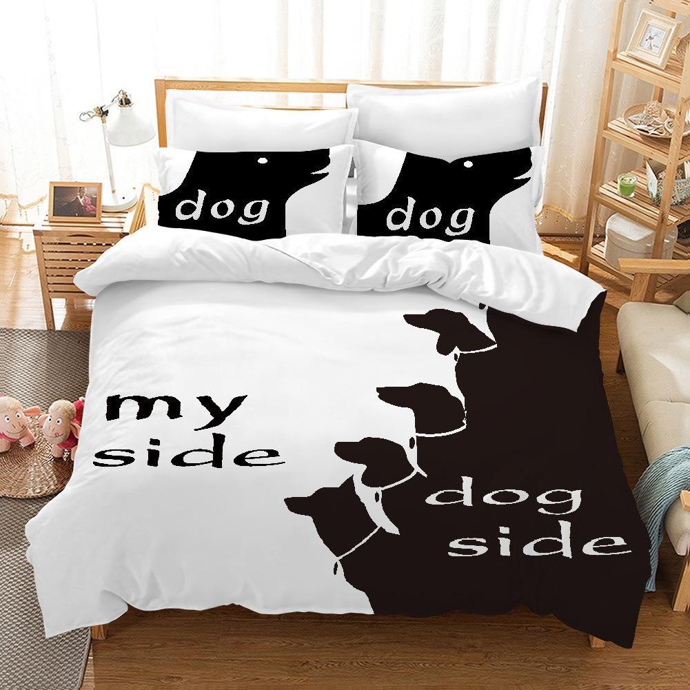 Black White Couple Cat Beddings-set Double Duvet Cover+Pillowcases Queen/King Size Love 2pcs/3pcs Mr,mrs Beard Duvet Cover Set