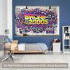 2D plane 1 piece of retro 2000s-themed background banner - 2D plane printed neon graffiti party background.PMJ