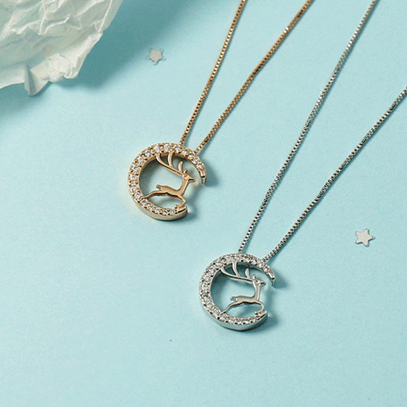 

Корейське намисто з оленем: Жіночий ланцюжок на ключицю з діамантами - Легка розкіш Різдвяний подарунок для дівчини Diamond-studded Reindeer Necklace (Platinum)