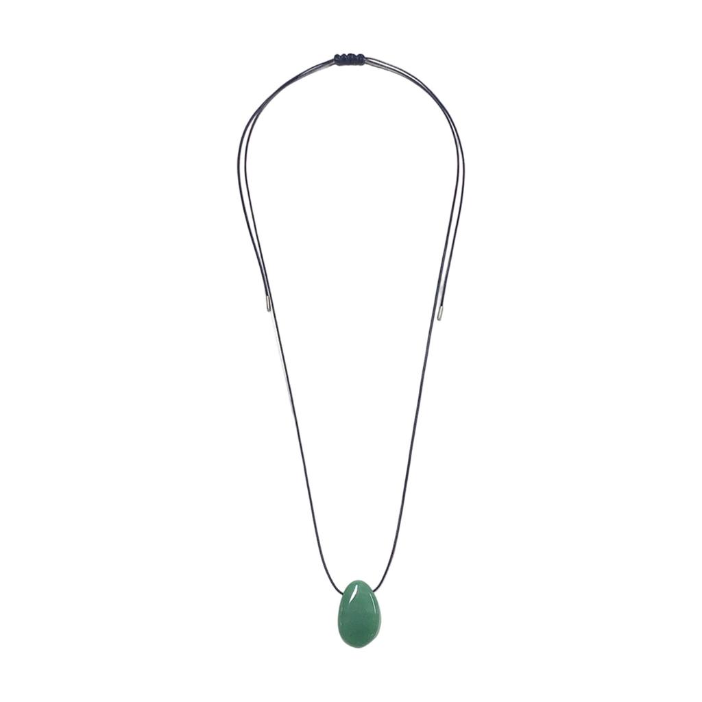 Lightweight Handmade Necklace with Irregular Stone Pendant Adjustable Rope Design Comfort Wear Neckchain