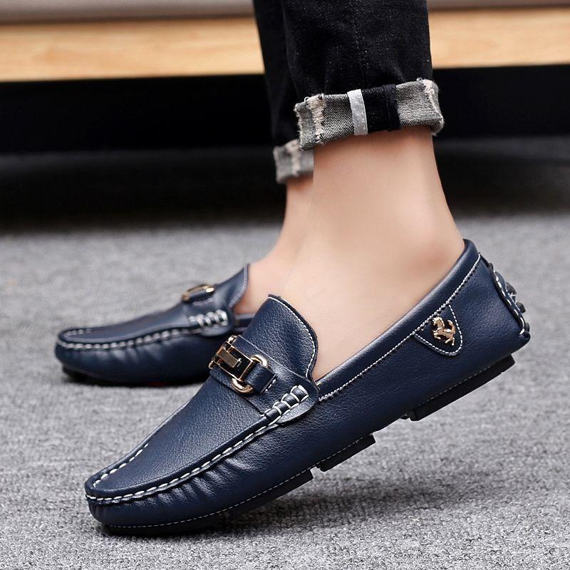 2025 spring new cowhide Doudou shoes men's genuine leather Korean version trendy men's casual leather shoes soft-soled driving men's shoes