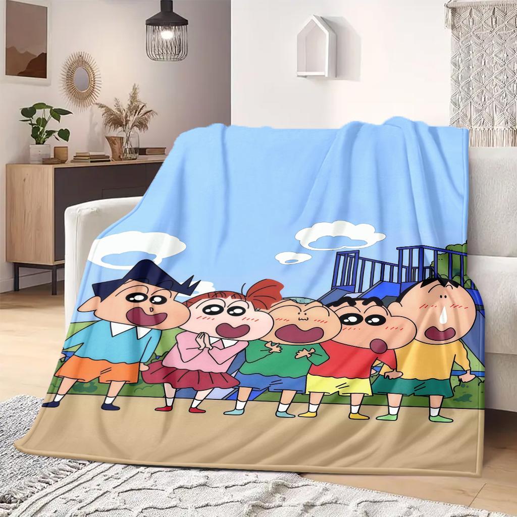 Koc z nadrukiem anime Shinchan Ciepły Komfortowy Koc flanelowy Odpowiedni do sypialni, sof, łóżek, krzeseł, na pikniki, podróże