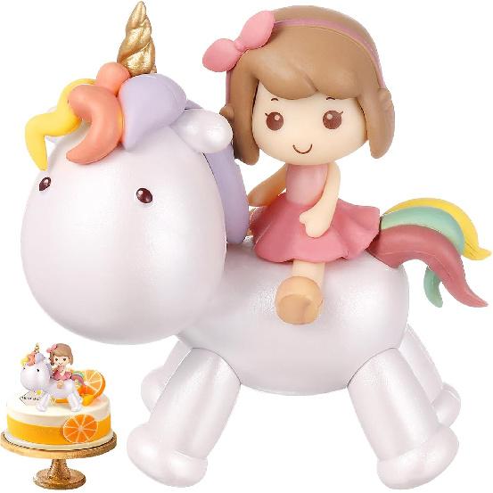 Toyvian Mini Unicorn Cake Decor Cartoon Unicorn Cake Topper Resin Figure Unicorn Cake Topper for Little Girl Birthday Party Decor Kids Unicorn Figure