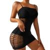 Women Nightdress Solid Color Hollow Out Spaghetti Strap Backless Sleeveless Slutty Slim Fit Fishnet Stripper Nightdress Women Garment
